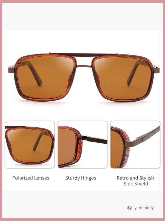 Retro Aviator Polarized Sunglasses with Metal Frame main image 7